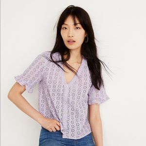 Eyelet Village Ruffle-Sleeve Shirt